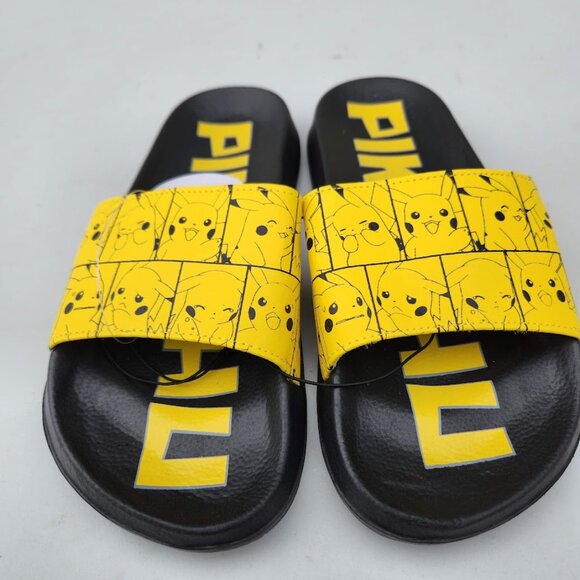 NEW Men's Size 7 Sandals Pikachu Pokemon Yellow Black Slip On Slides Pokémon NWT - Picture 5 of 10